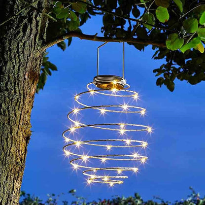 Spiralight Solar Hanging Lanterns - Warm White Garden Ornament & Built-In Panel