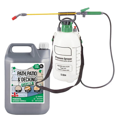 5L Path Patio & Decking Cleaner With Pressure Sprayer, Removes Grime & Stains