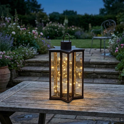 Firefly Star Lantern 60 Warm White LED Solar Bronze Outdoor Garden Hanging Light