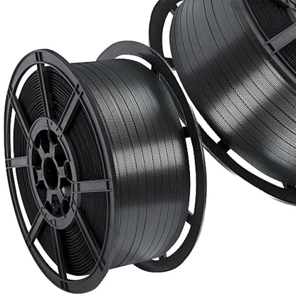 Black Pallet Strapping 12mm Wide 1000 Metres Per Coil 310kg Brake/Strength