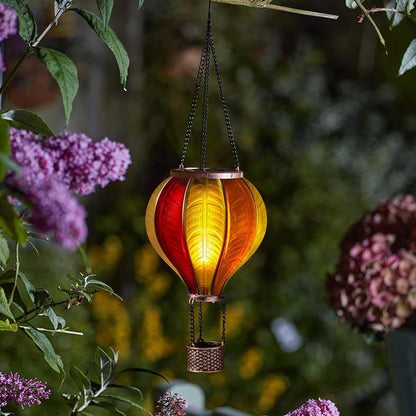 Sunset Flaming Hot Air Balloon Solar Garden Light - Hanging Flame Effect Lantern