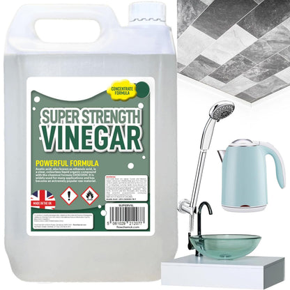 5L Super Strength Vinegar 20% Strong Cleaning Vinegar For Sanitising, Cleaning & Descaling