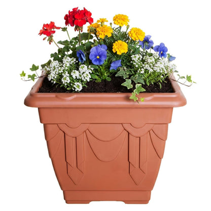 30cm Brown Decretive Terracotta Venetian Square Indoor & Outdoor Flower Planter