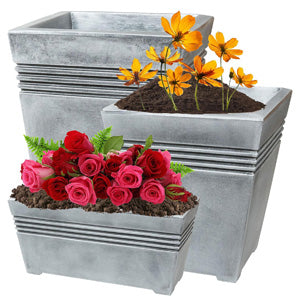 Garden Planters Grey Venice Trough, Square or Tall