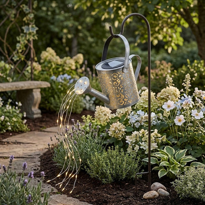 Solar LED Watering Can Lights, Warm White Firefly Garden Lantern Décor