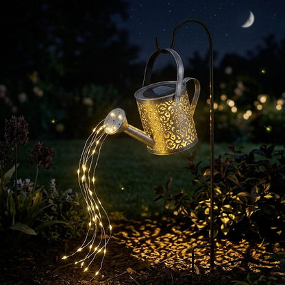 Solar LED Watering Can Lights, Warm White Firefly Garden Lantern Décor
