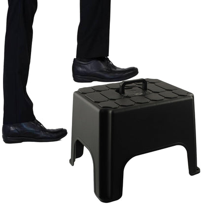 Non-Slip Step Up Black Step Stool With Built In Carry Handle