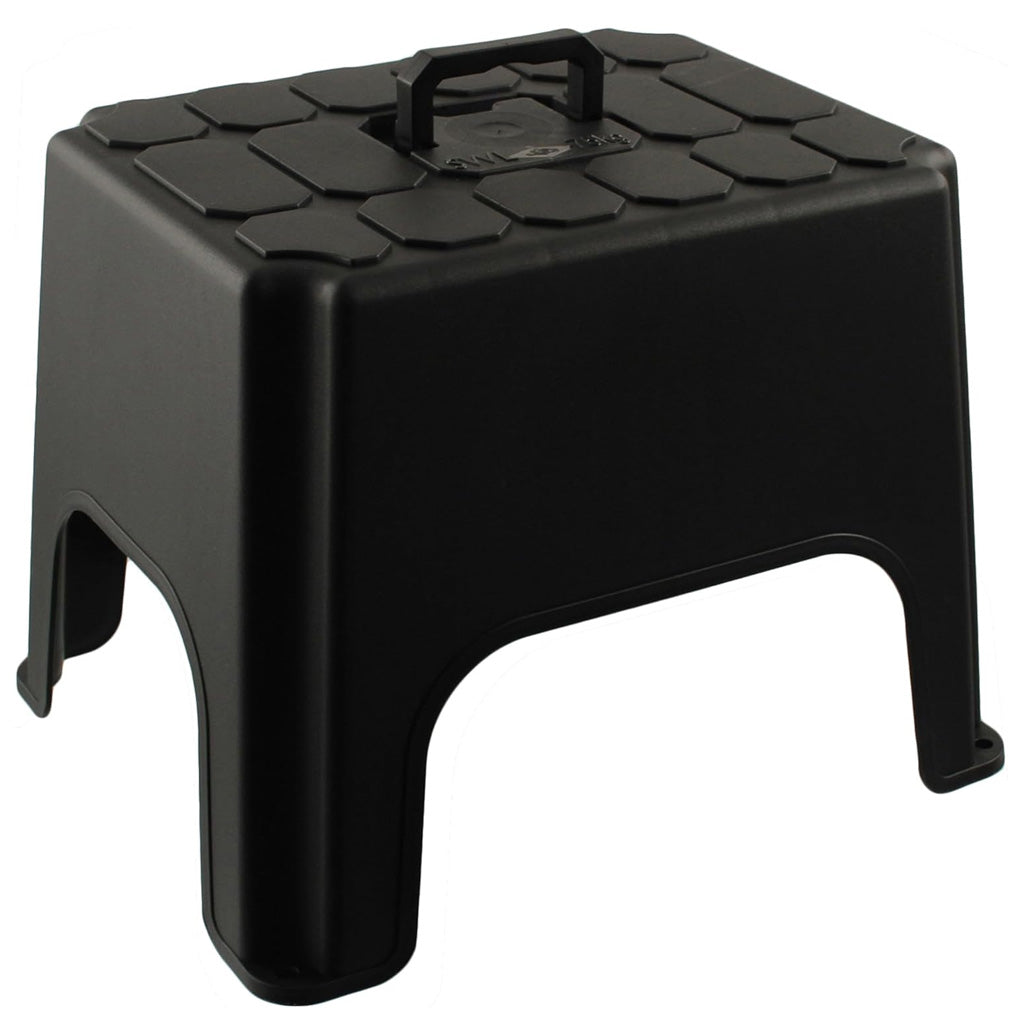 Non-Slip Step Up Black Step Stool With Built In Carry Handle