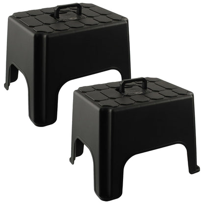 Non-Slip Step Up Black Step Stool With Built In Carry Handle