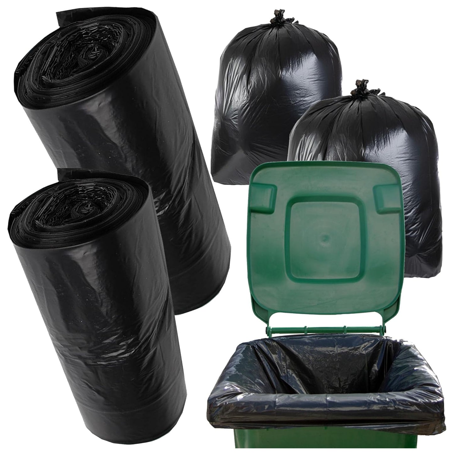 240L Large Capacity Black Refuse Sacks For Wheelie Bins
