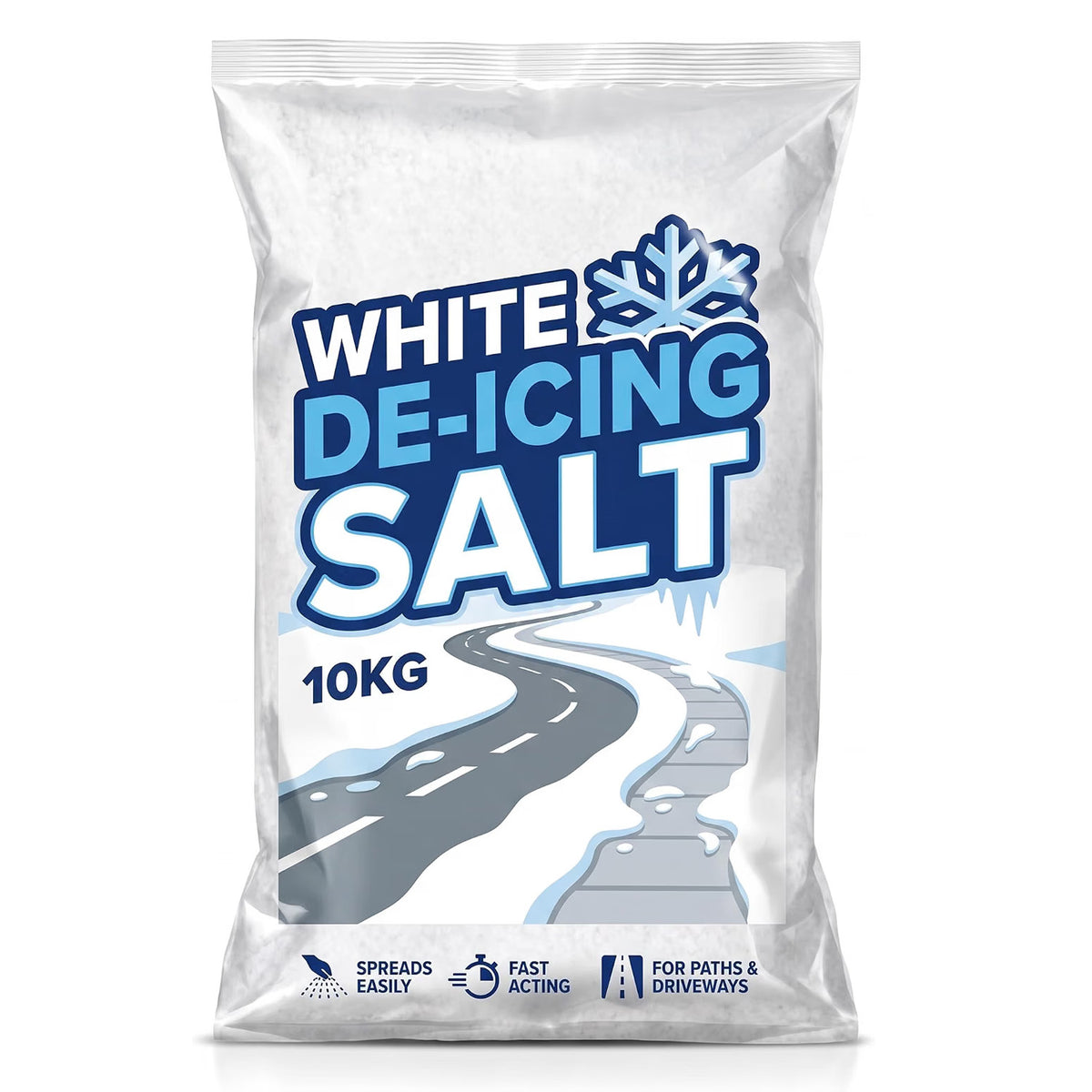 10kg White De-Icing Rock Salt - Clean White Salt for Melting Snow & Ice