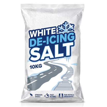 10kg White De-Icing Rock Salt - Clean White Salt for Melting Snow & Ice