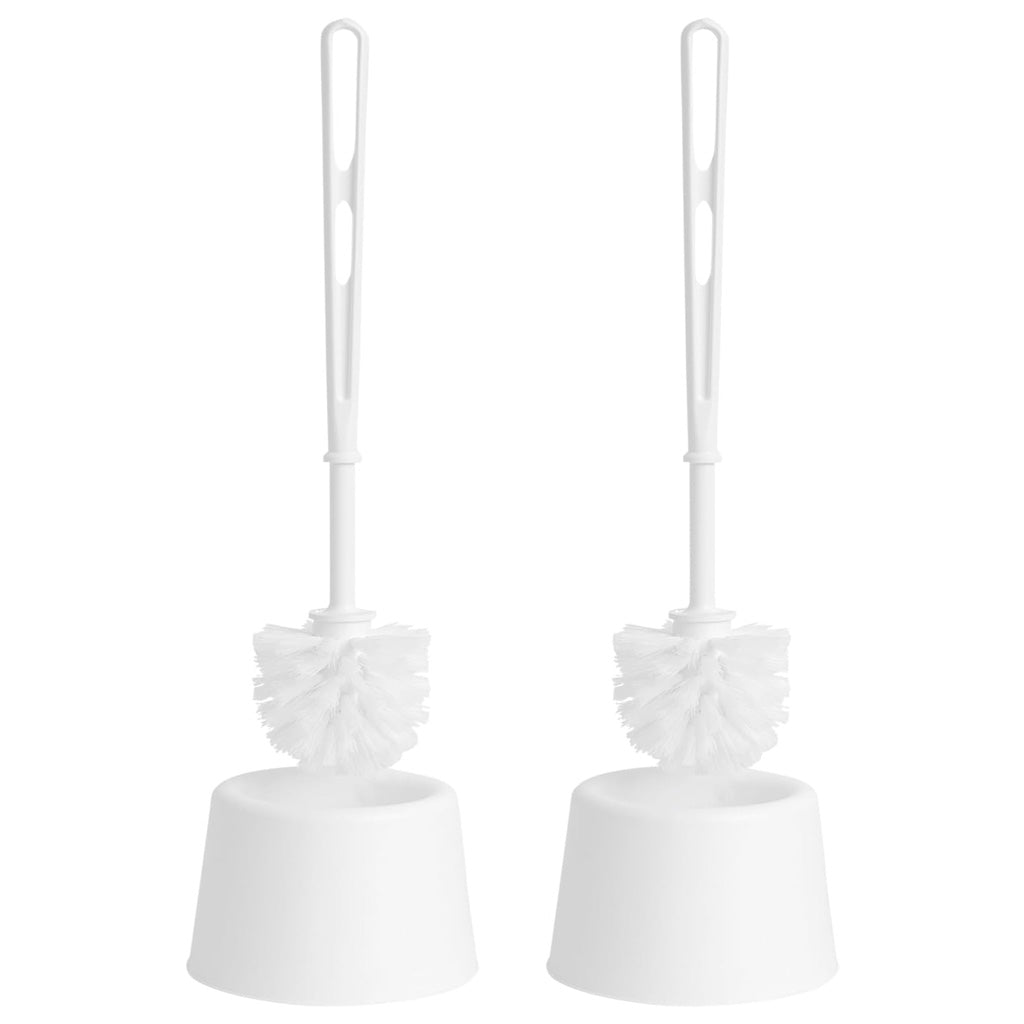White Plastic Toilet Brush Set With Holder & Handle