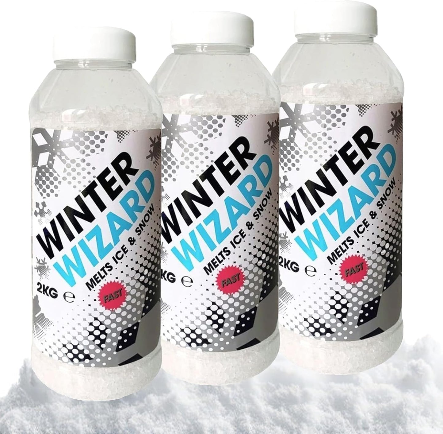 2kg De-Icer Shaker Tub Winter Salt White Grit Rock Salt Ice & Snow Remover