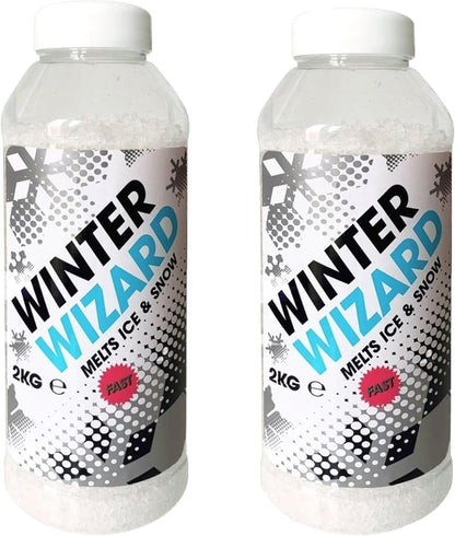 2kg De-Icer Shaker Tub Winter Salt White Grit Rock Salt Ice & Snow Remover