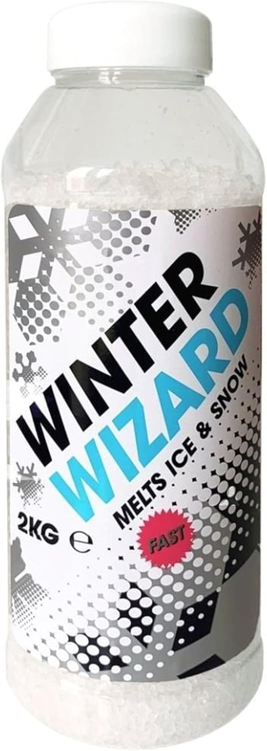 2kg De-Icer Shaker Tub Winter Salt White Grit Rock Salt Ice & Snow Remover