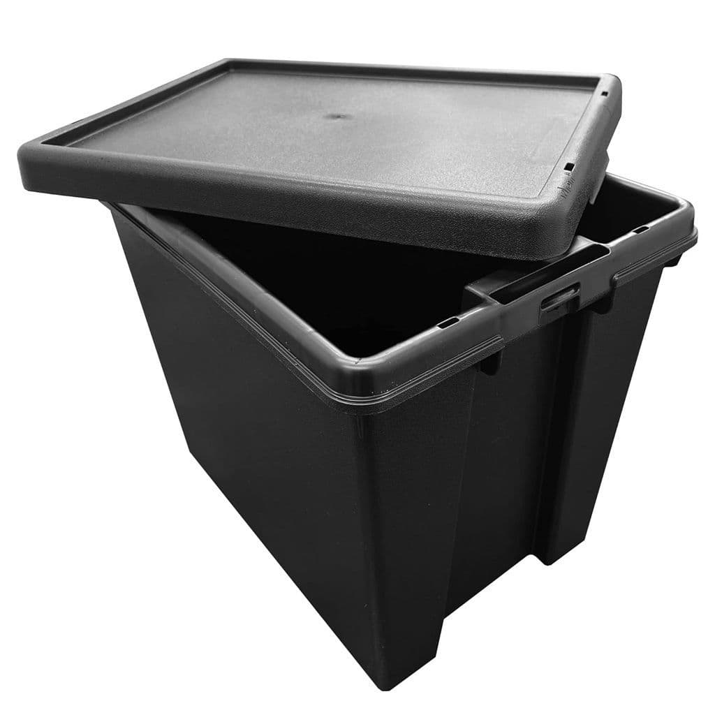 Black Impact Resistant Plastic Containers With Lids Extra Large Stackable & Nestable Storage Box