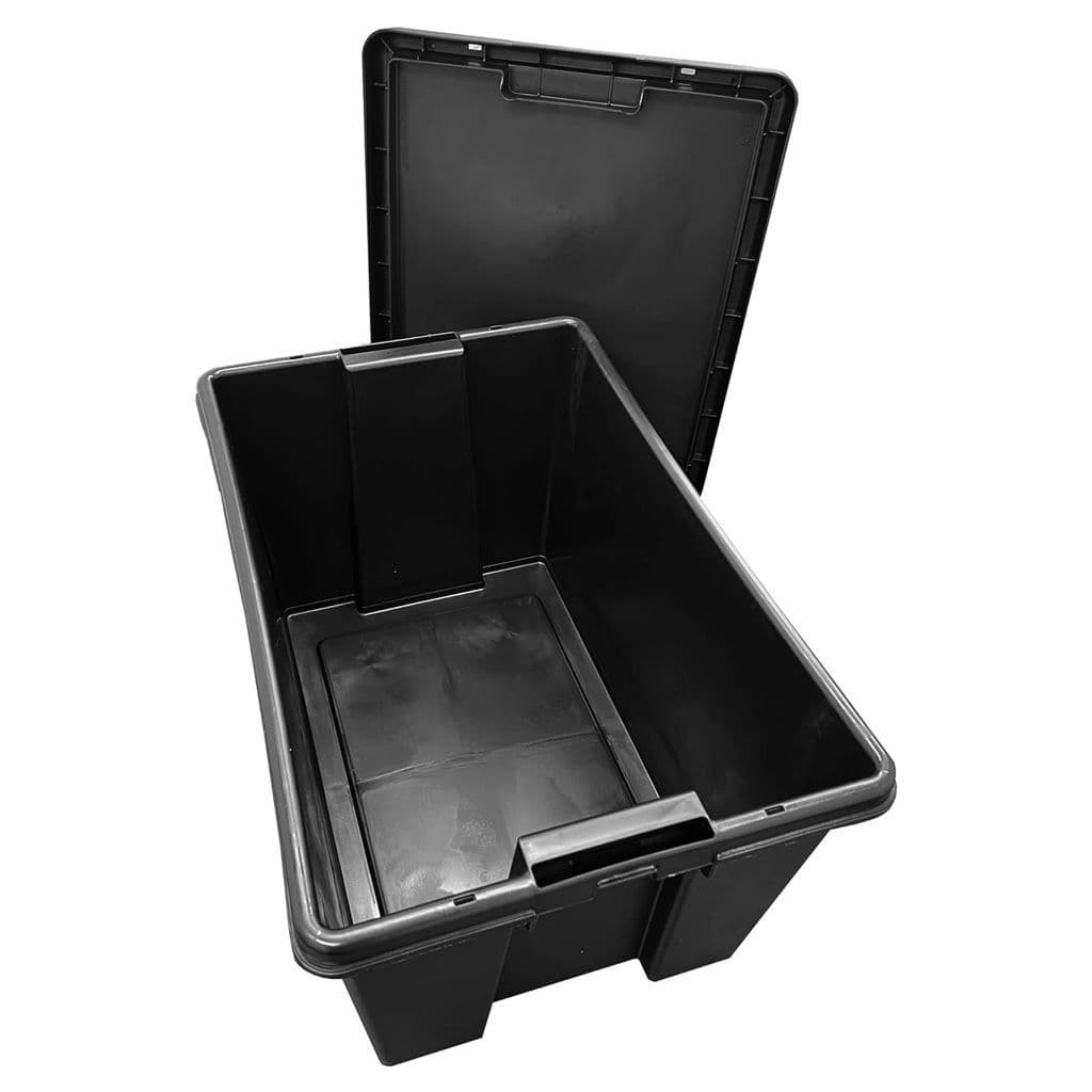 Black Impact Resistant Plastic Containers With Lids Extra Large Stackable & Nestable Storage Box