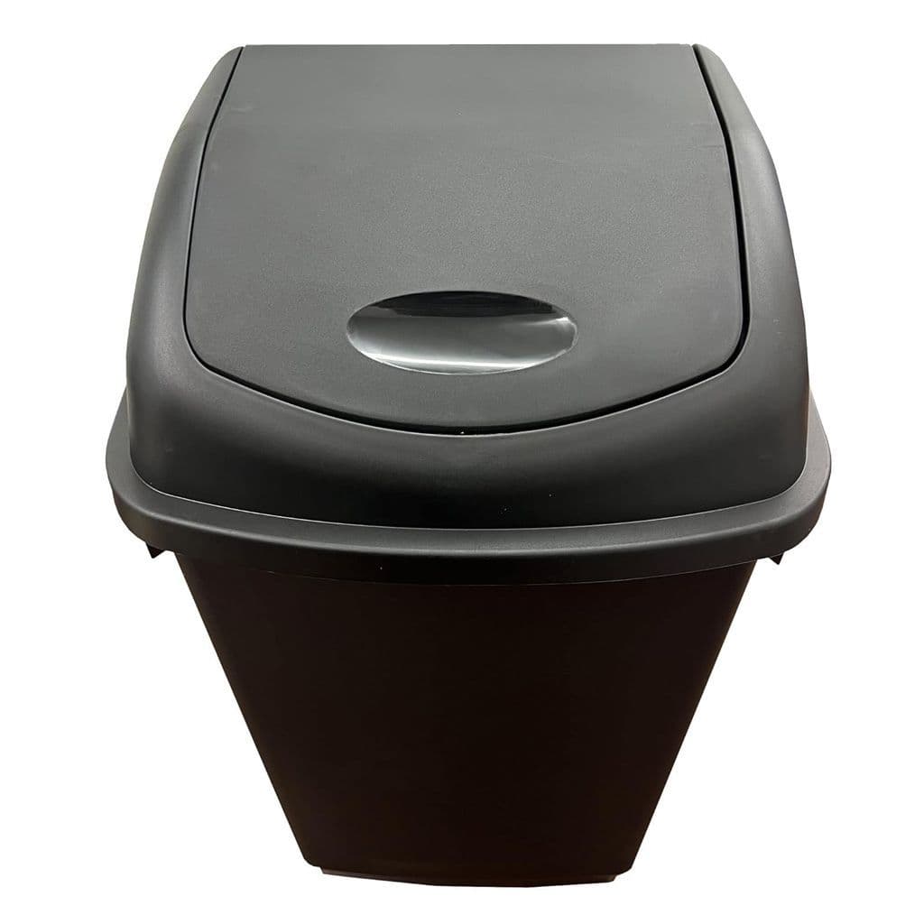 Black Or Silver Home Kitchen Office Plastic Waste Bins With Swing Lids