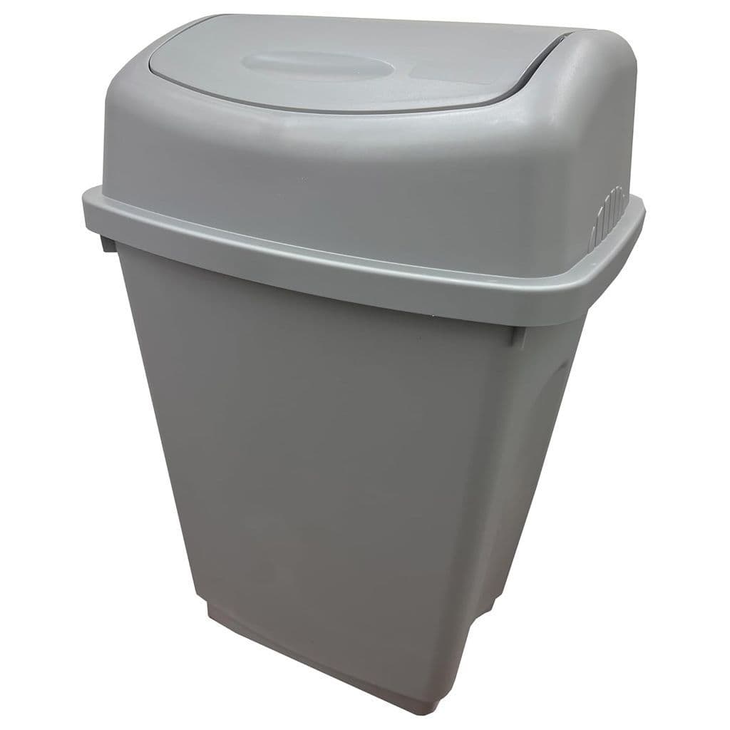 Black Or Silver Home Kitchen Office Plastic Waste Bins With Swing Lids